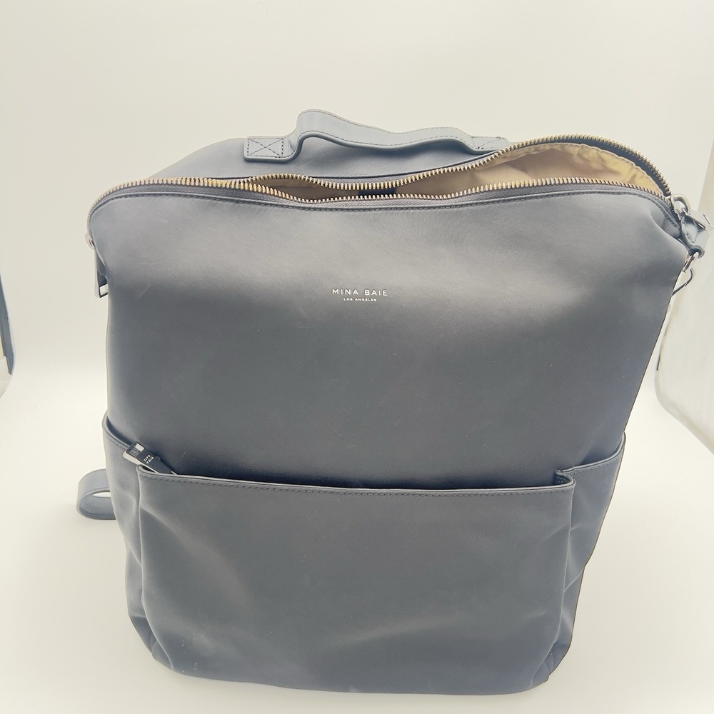 Mina Baie Stevie Black Nylon/Black Chrome Baby Diaper Bag, Tote, Backpack